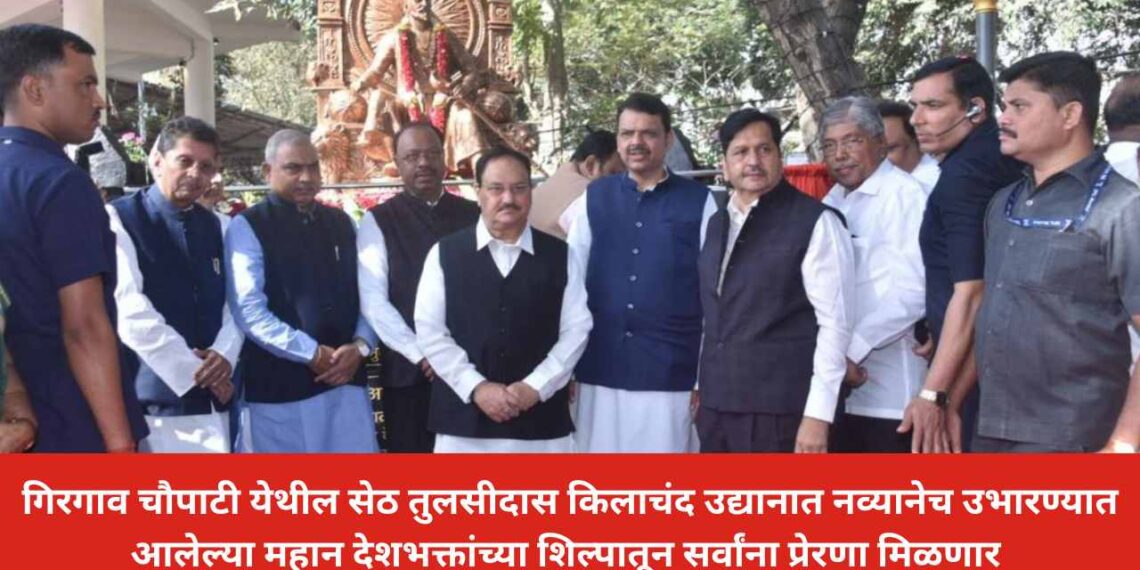 गिरगाव चौपाटी येथील सेठ तुलसीदास किलाचंद उद्यानात महान देशभक्तांची  शिल्प ठरणार पर्यटकांचे आकर्षणाचे ठिकाण